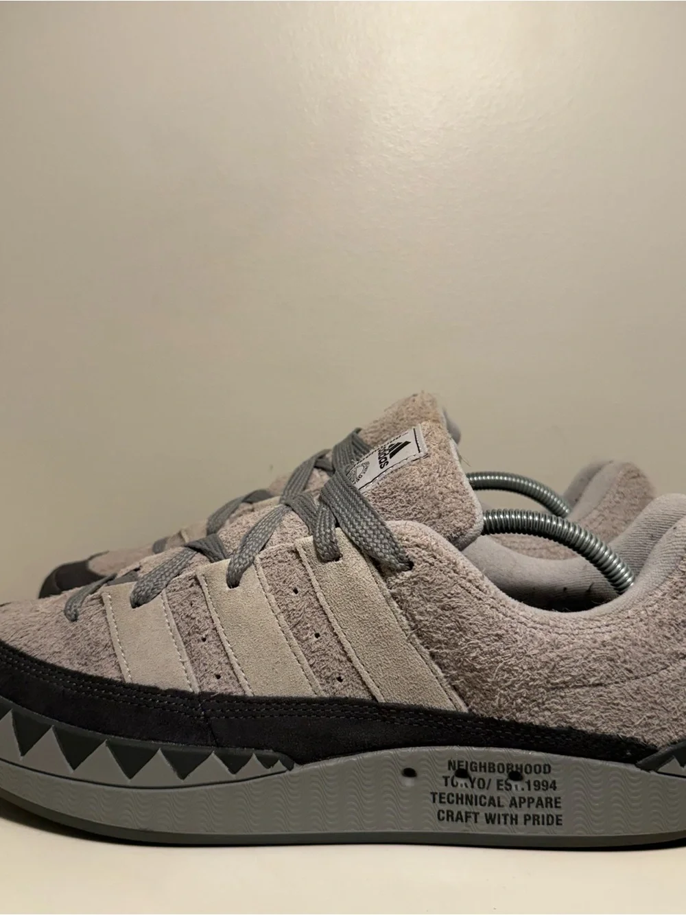Neighborhood x adidas Adimatic Charcoal Grey Mens Size 11.5 Black Suede Sneaker